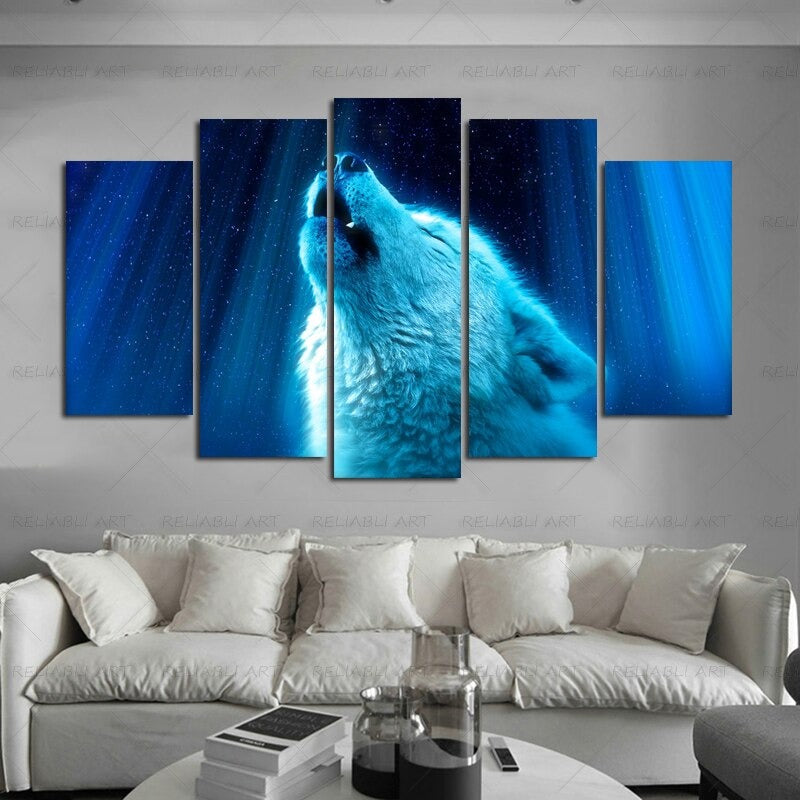 5 Panels "Bunte Tierdruck"-Wandkunst Modulare Bilder Poster