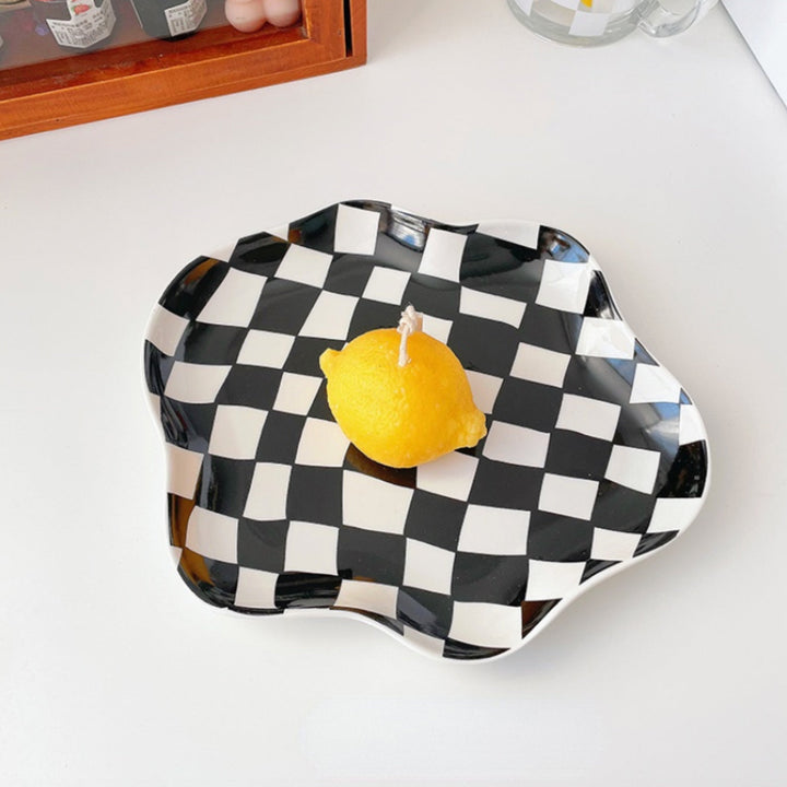 Wavy Edge Schachbrett-Tablett - Schwarz, Grün | Karnz