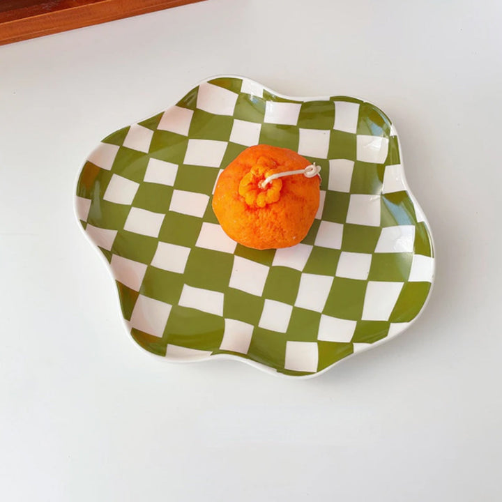 Wavy Edge Schachbrett-Tablett - Schwarz, Grün | Karnz