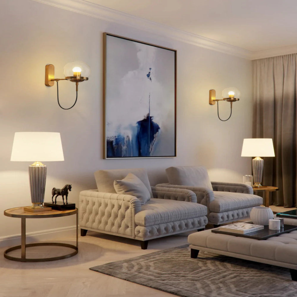 Chic Design Wand Nachttischlampe Wandleuchte mit Glasballschirm | Karnz