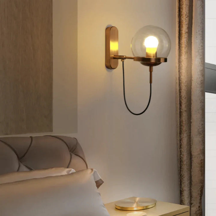 Chic Design Wand Nachttischlampe Wandleuchte mit Glasballschirm | Karnz