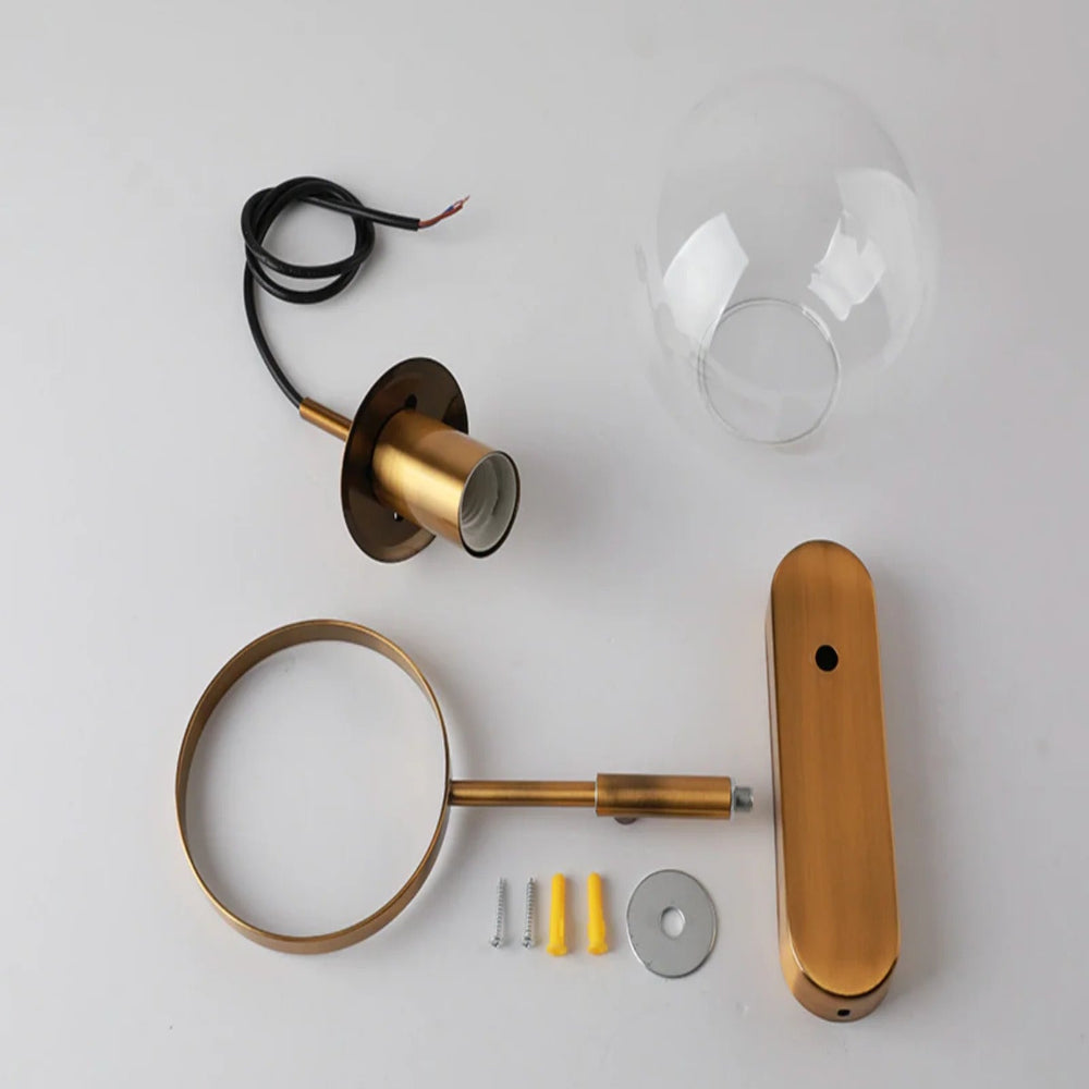 Chic Design Wand Nachttischlampe Wandleuchte mit Glasballschirm | Karnz