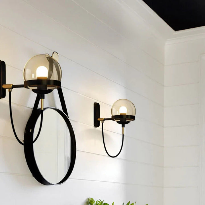 Chic Design Wand Nachttischlampe Wandleuchte mit Glasballschirm | Karnz