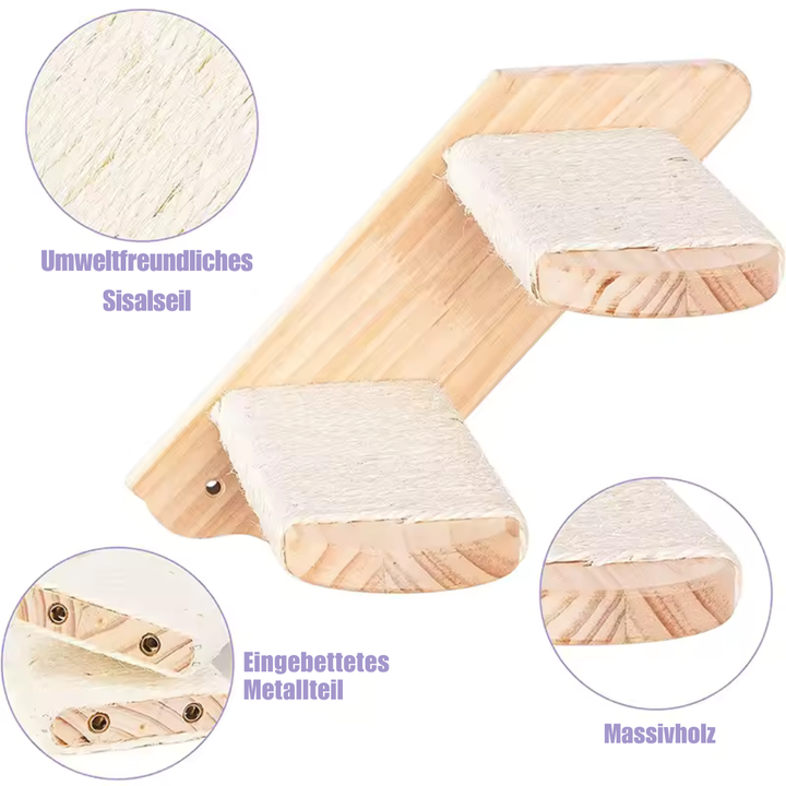 Katzenkletterleiter zur Wandmontage aus Holz mit Sisal Karnz