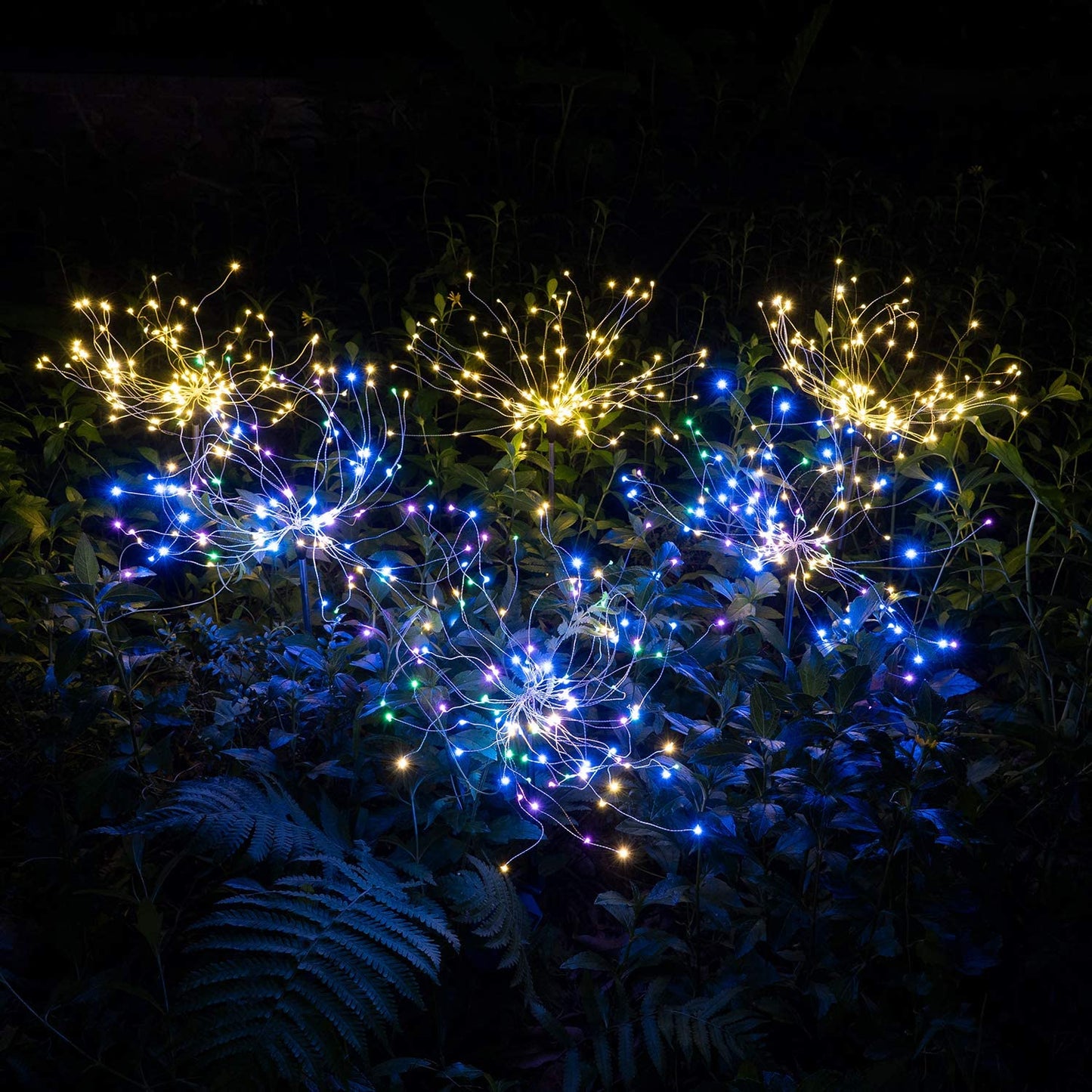 4er-Set Solar-Feuerwerks-Gartenleuchten – Wetterfeste LED-Dekorationsbeleuchtung, Solarbetrieben für Garten und Terrasse