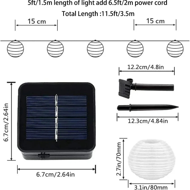 Solar Lantern Lichterkette für den Außenbereich – Bunte Laternen für Garten- und Terrassenbeleuchtung | Karnz