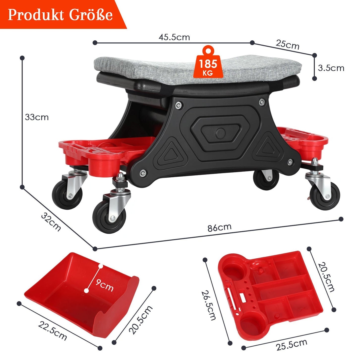 Werkstatthocker Rollhocker mit Aufbewahrungsbox | Karnz