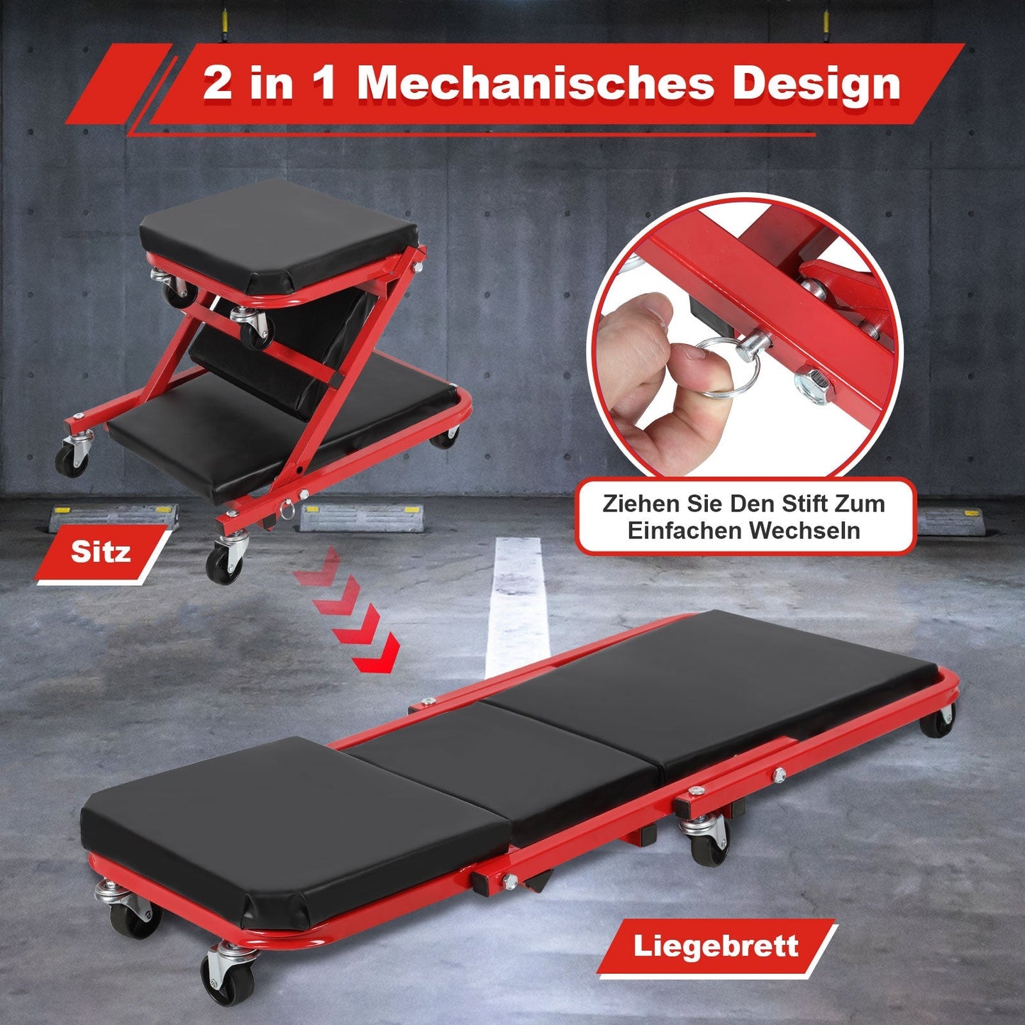 Montagerollbrett Werkstattliege Rollbrett KFZ | Karnz