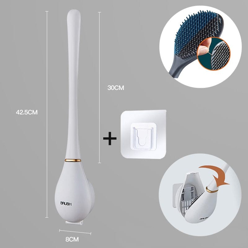 Hygienische Silikon-Toilettenbürste mit Wandhalterung und schnelltrocknendem Design