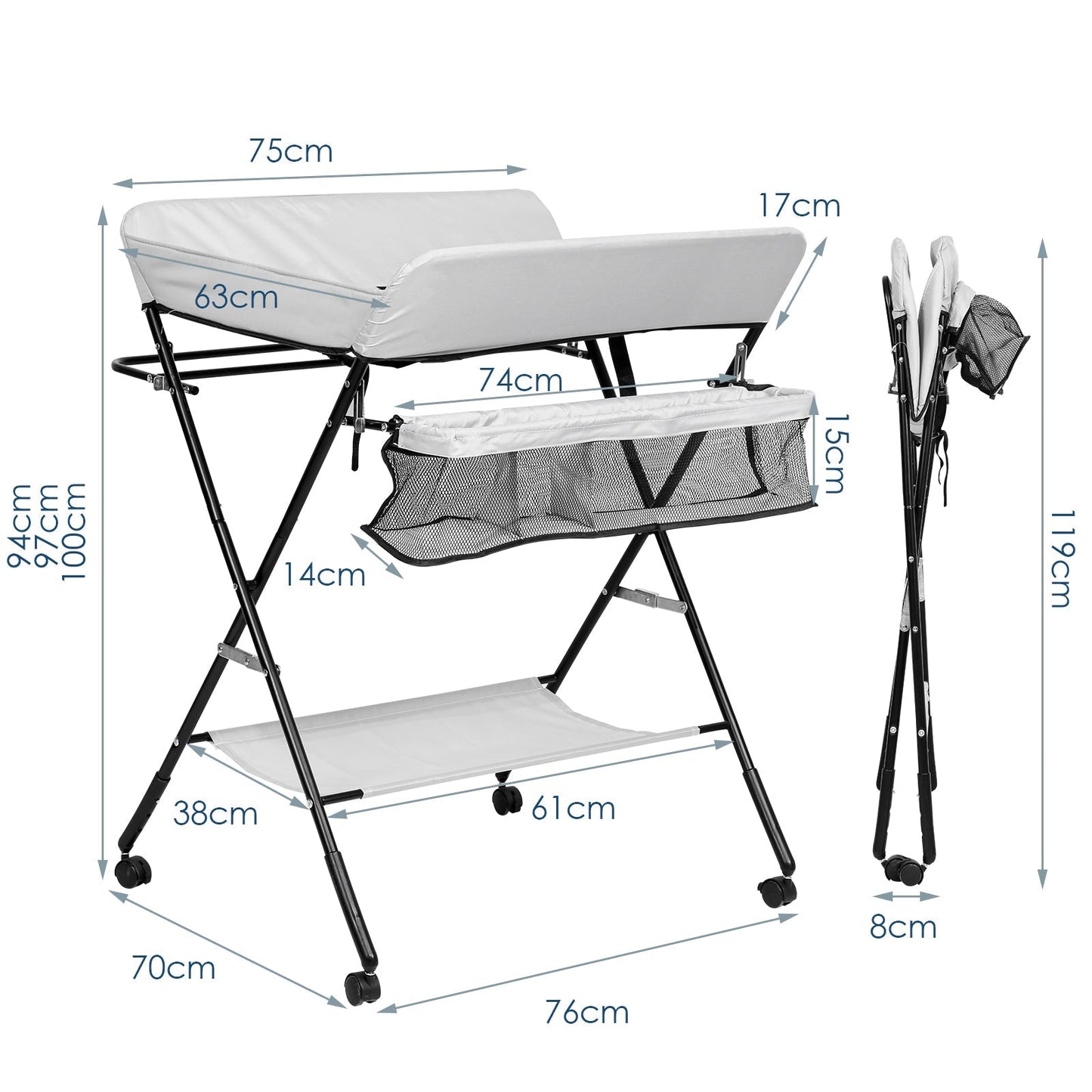 Wickeltisch Klappbar Baby Wickelkommode | Karnz