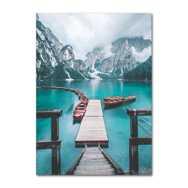 Wildnis Landschaft Bergsee Wald Wandkunst Fine Art Leinwand Drucke Bilder von Ruhe für Wohnzimmer Esszimmer Kunst Dekor