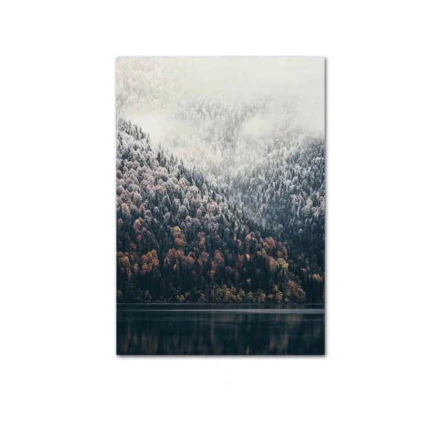 Wildnis Landschaft Bergsee Wald Wandkunst Fine Art Leinwand Drucke Bilder von Ruhe für Wohnzimmer Esszimmer Kunst Dekor