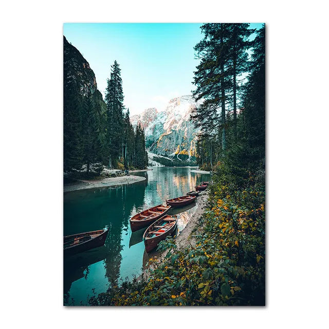 Wildnis Landschaft Bergsee Wald Wandkunst Fine Art Leinwand Drucke Bilder von Ruhe für Wohnzimmer Esszimmer Kunst Dekor