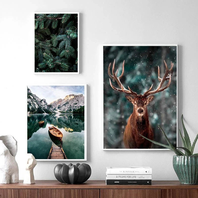Wildnis Landschaft Bergsee Wald Wandkunst Fine Art Leinwand Drucke Bilder von Ruhe für Wohnzimmer Esszimmer Kunst Dekor