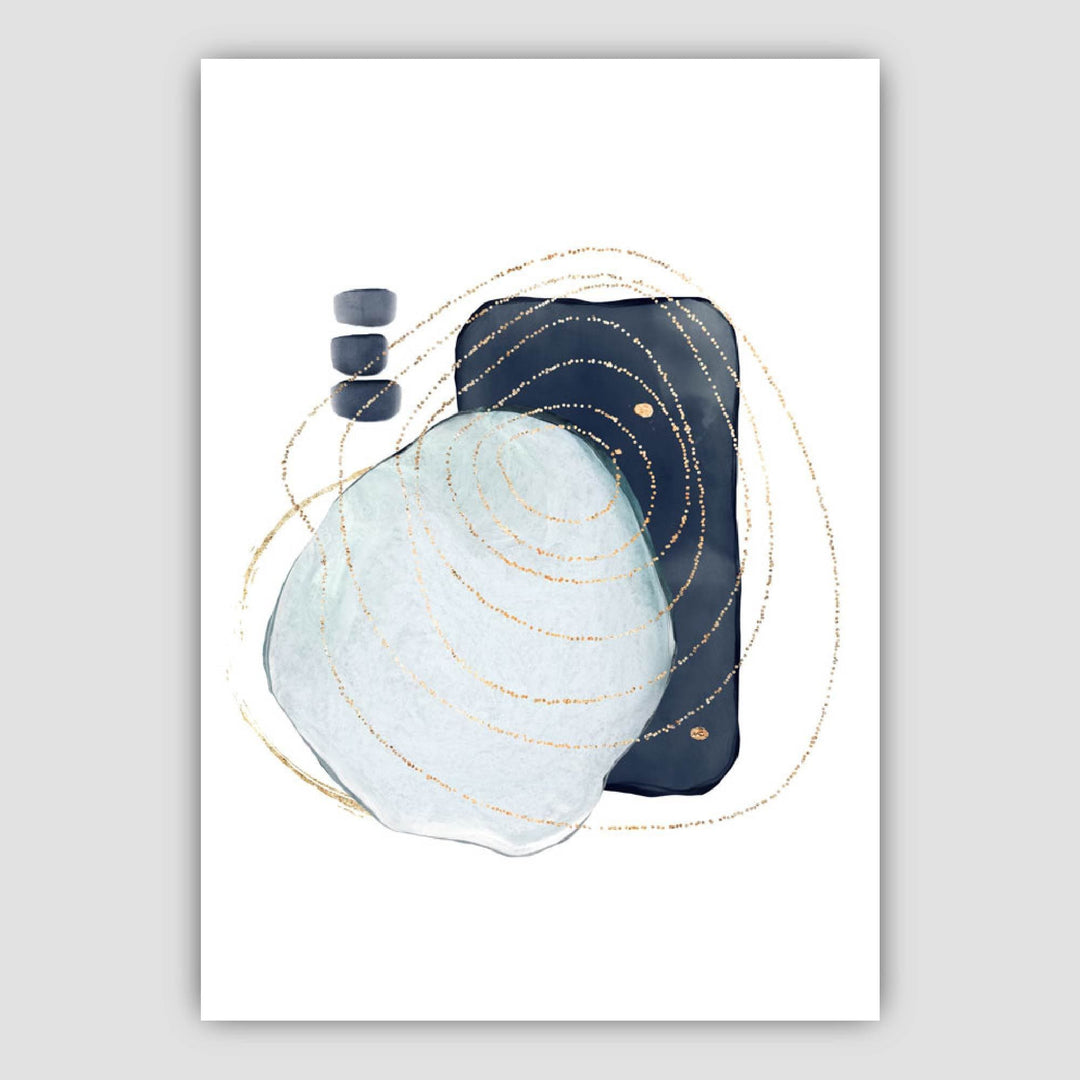 Abstrakte Winterstimmung Blau Gold Kunstdrucke
