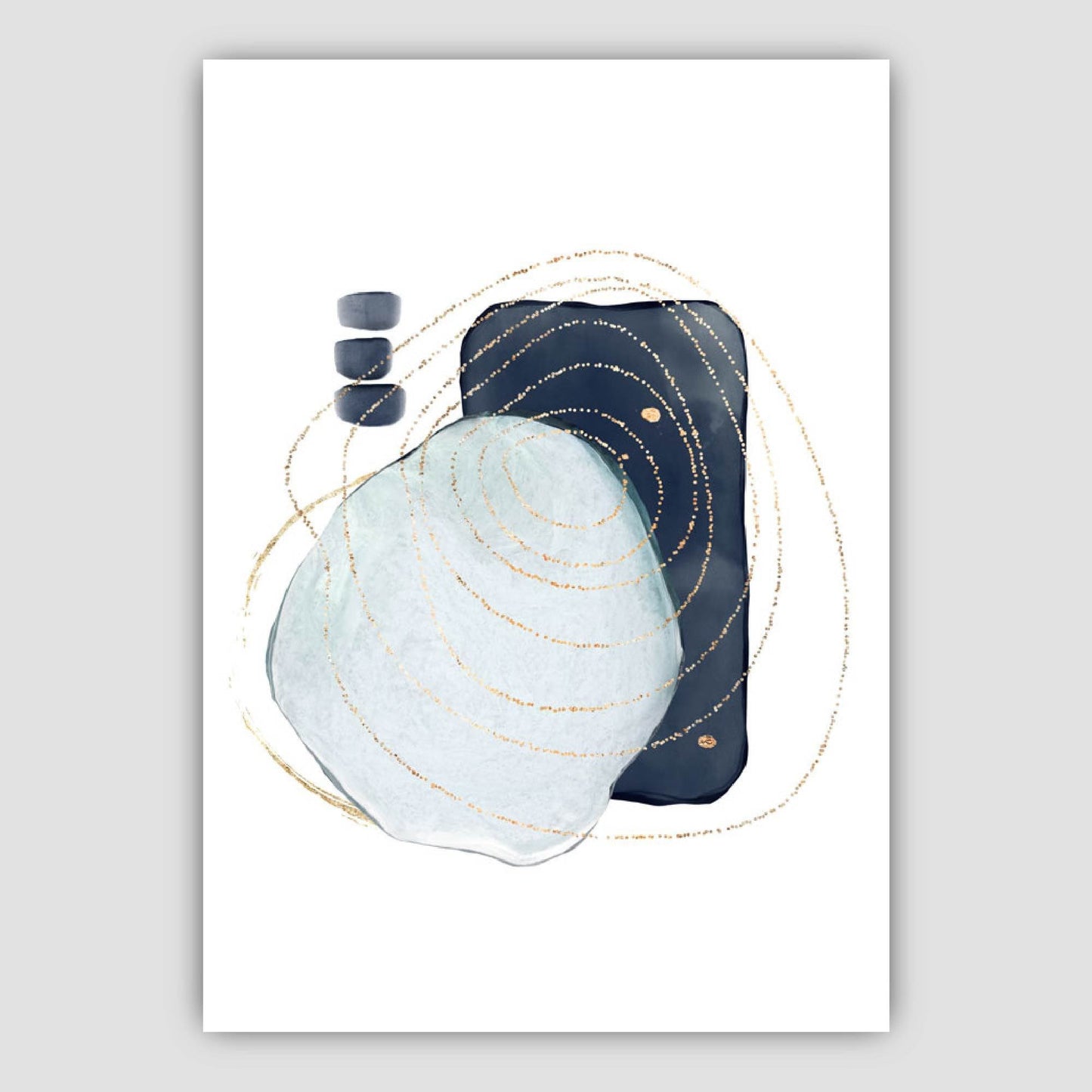 Abstrakte Winterstimmung Blau Gold Kunstdrucke