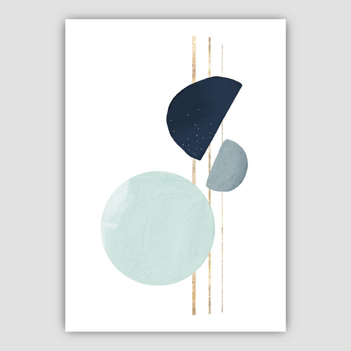 Abstrakte Winterstimmung Aqua, Marineblau, Gold Kunstdrucke