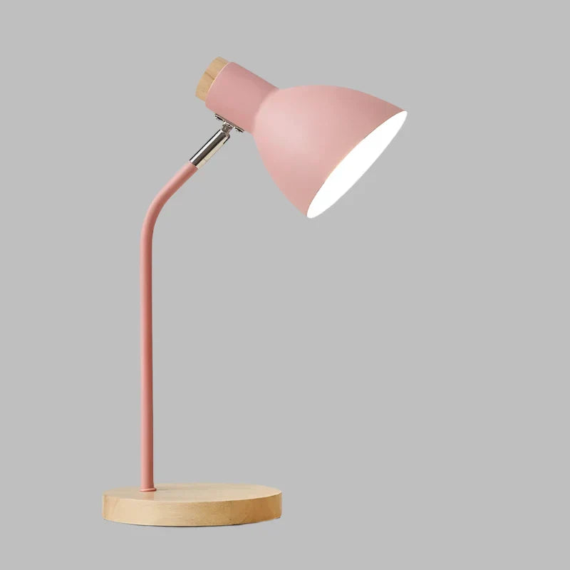 Holztischlampe – Kreative skandinavische Schreibtischlampe aus Holz und Metall
