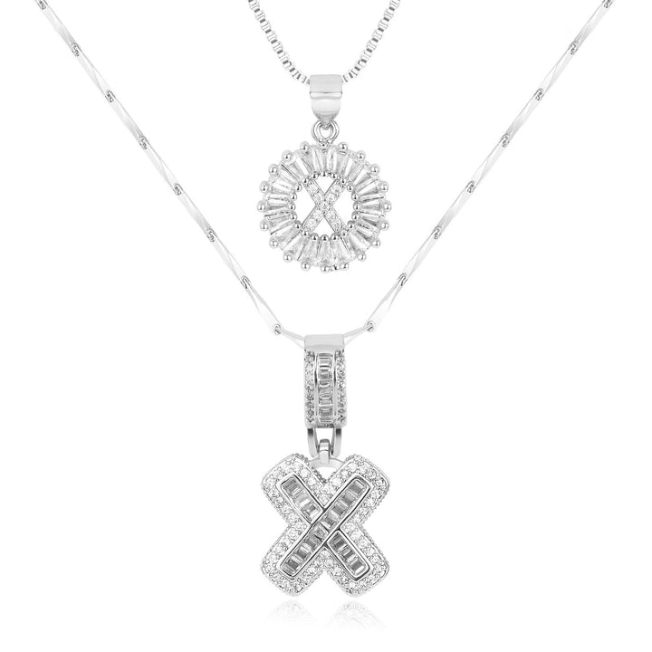 Karnz | 2pc 14k Diamant Buchstaben Initialen Halsketten