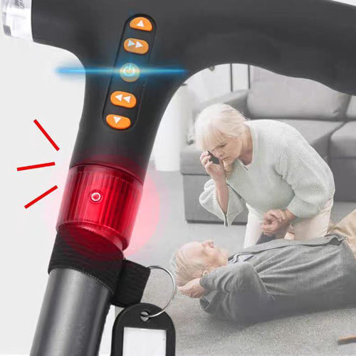 Sandsberg | Intelligenter Gehstock | LED-Licht mit Sturzalarm | Schwarz