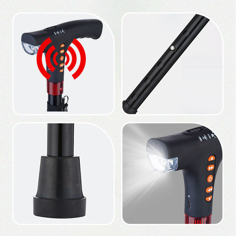 Sandsberg | Intelligenter Gehstock | LED-Licht mit Sturzalarm | Schwarz