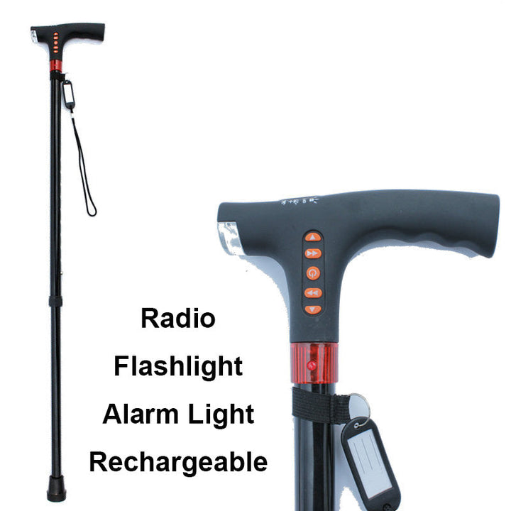 Sandsberg | Intelligenter Gehstock | LED-Licht mit Sturzalarm | Schwarz
