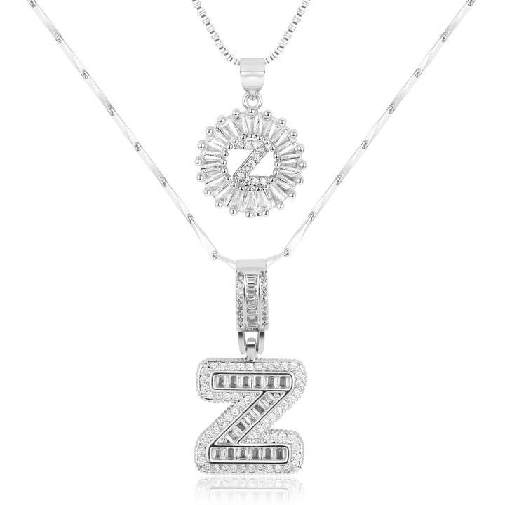 Karnz | 2pc 14k Diamant Buchstaben Initialen Halsketten
