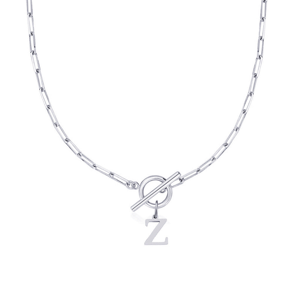 Karnz | Paperclip Buchstaben Initial Kreis Schloss Halskette