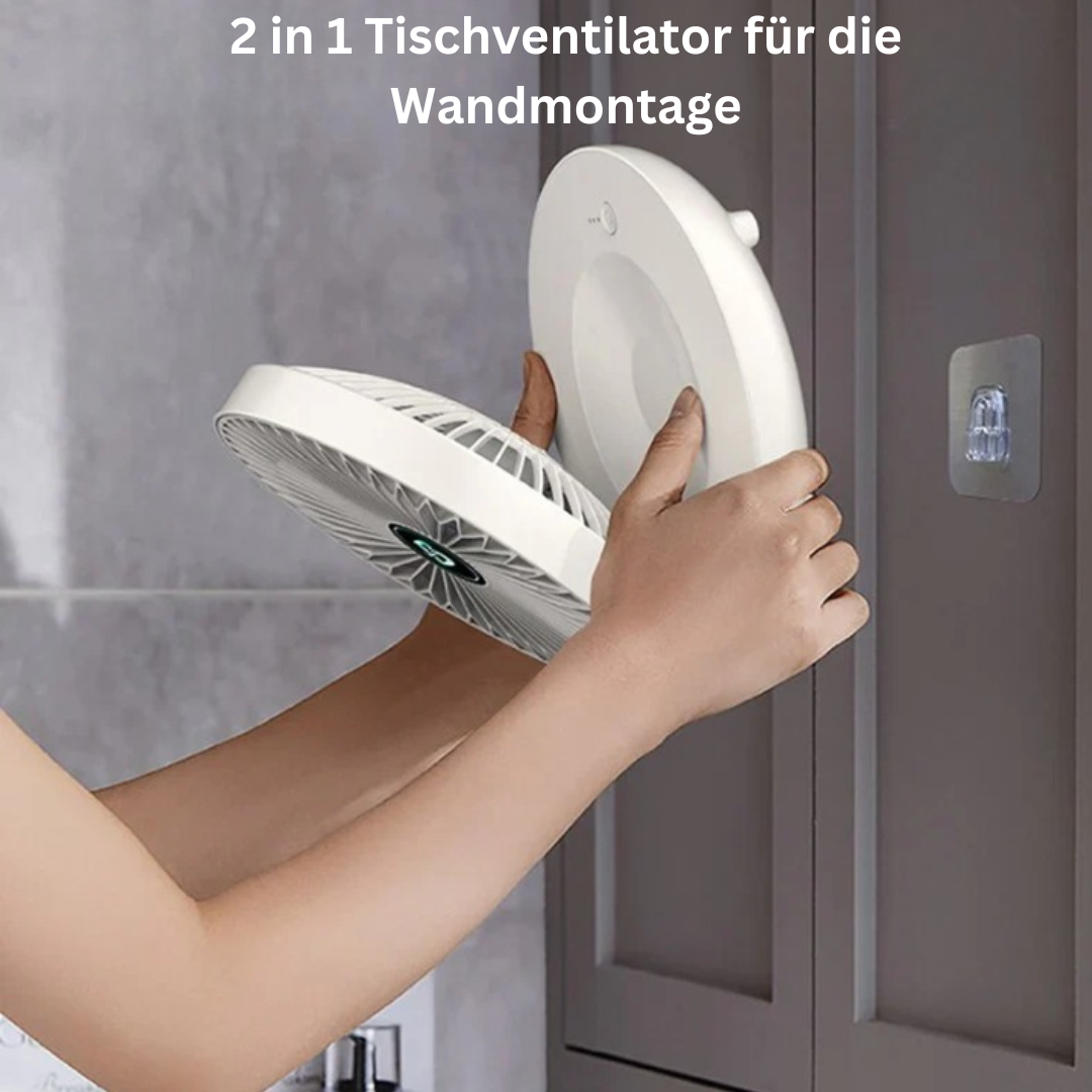 Tragbarer Wandventilator | Multifunktional, USB-Akku und flüsterleise für Zuhause, Büro und den Außenbereich | Karnz
