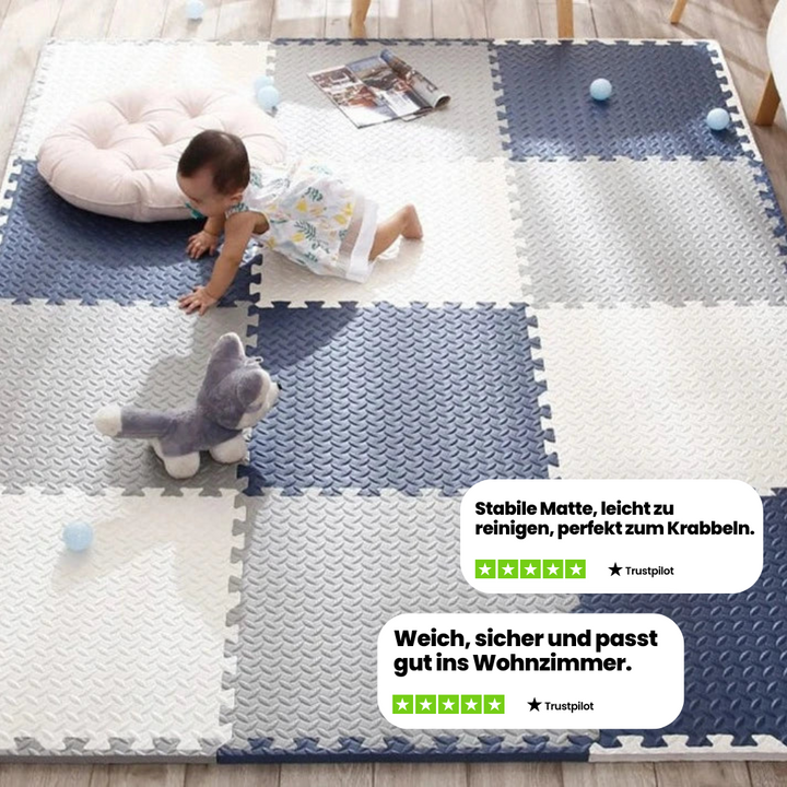 SpeelZacht Baby Spielmatte – 12-teiliges weiches Krabbelmatte für sicheres Spielen und Erkunden | Karnz