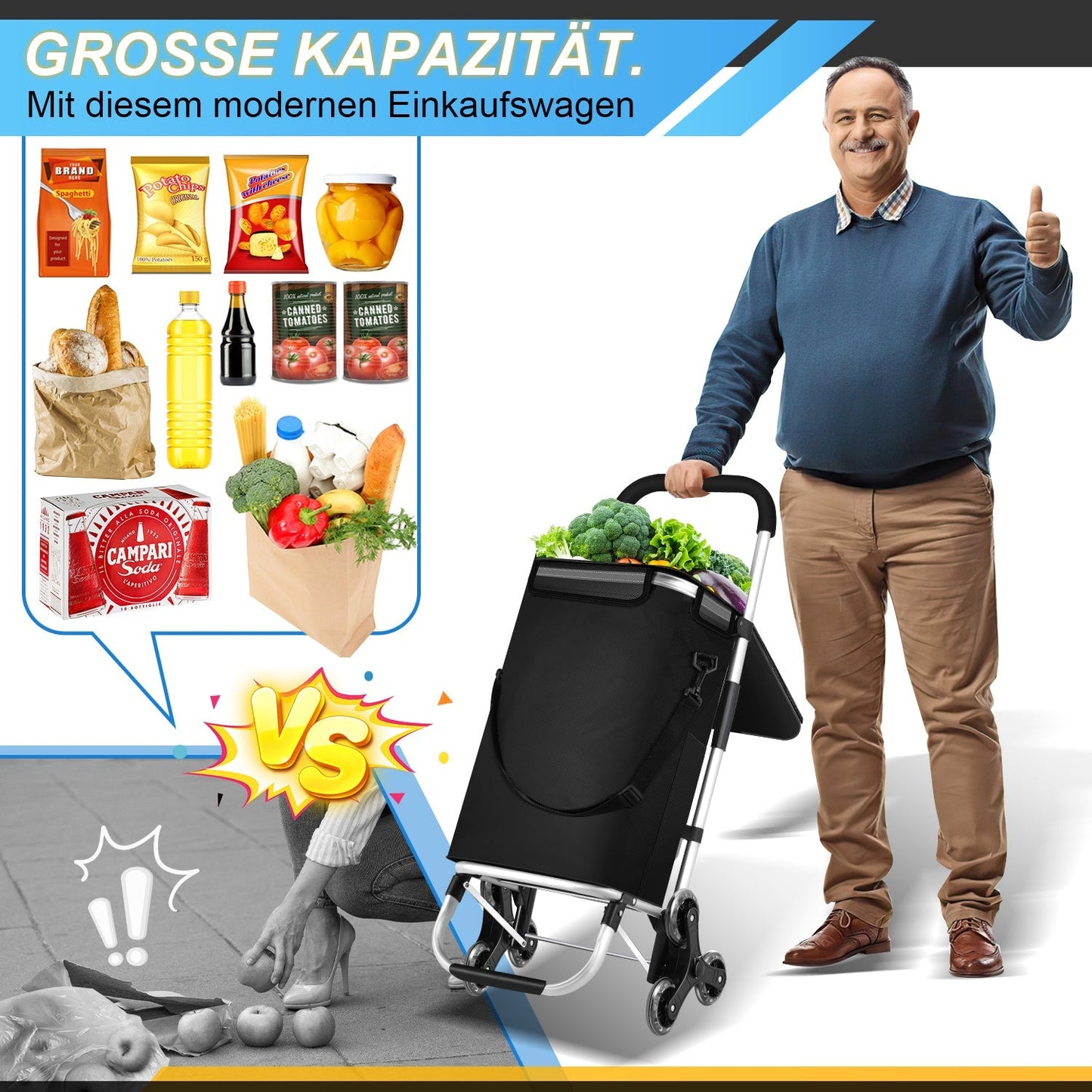 Einkaufstrolley Einkaufsroller Klappbar 40L | Karnz