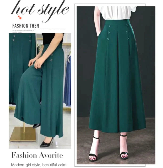 MODISCHE, PLISSIERTE HOSE MIT WEITEM BEIN