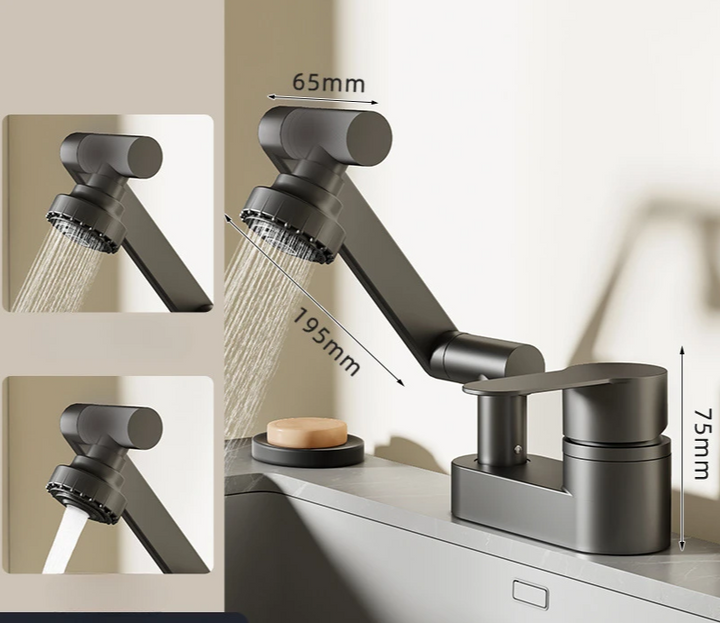 Aqua Twist Duo-Flex Waschbeckenmischer – 360° schwenkbarer Zwei-Loch-Armatur für heißes und kaltes Wasser Karnz