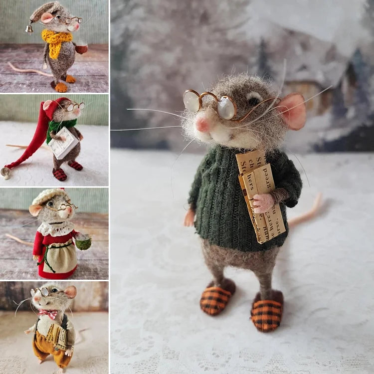 Karnz | Handgefertigte Filzmaus | Weihnachtsdekoration & Geschenkidee | Aus Wolle & Stoff nadelgefilzt | Nachhaltig