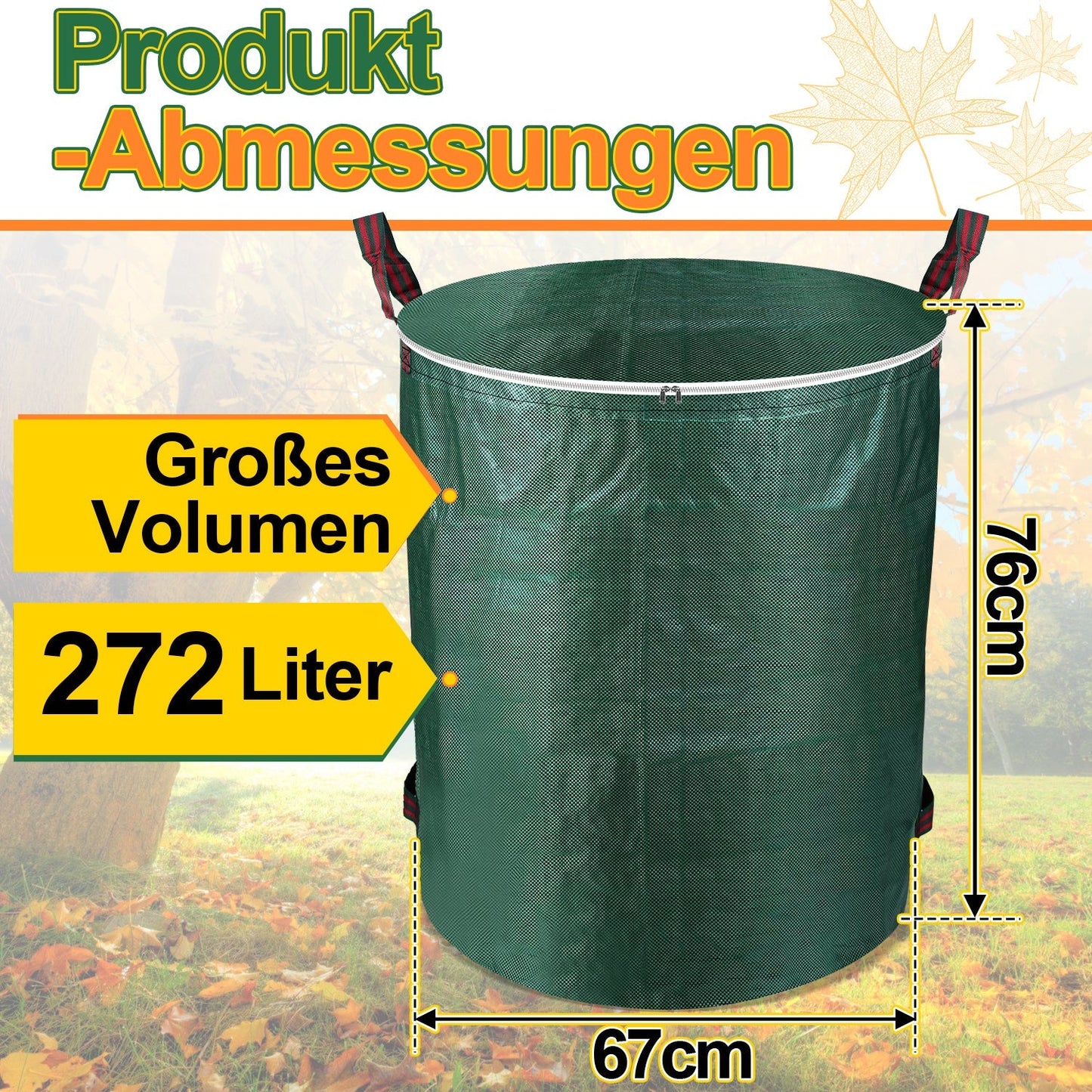 Gartenabfallsack Gartensack 272L mit Deckel | Karnz