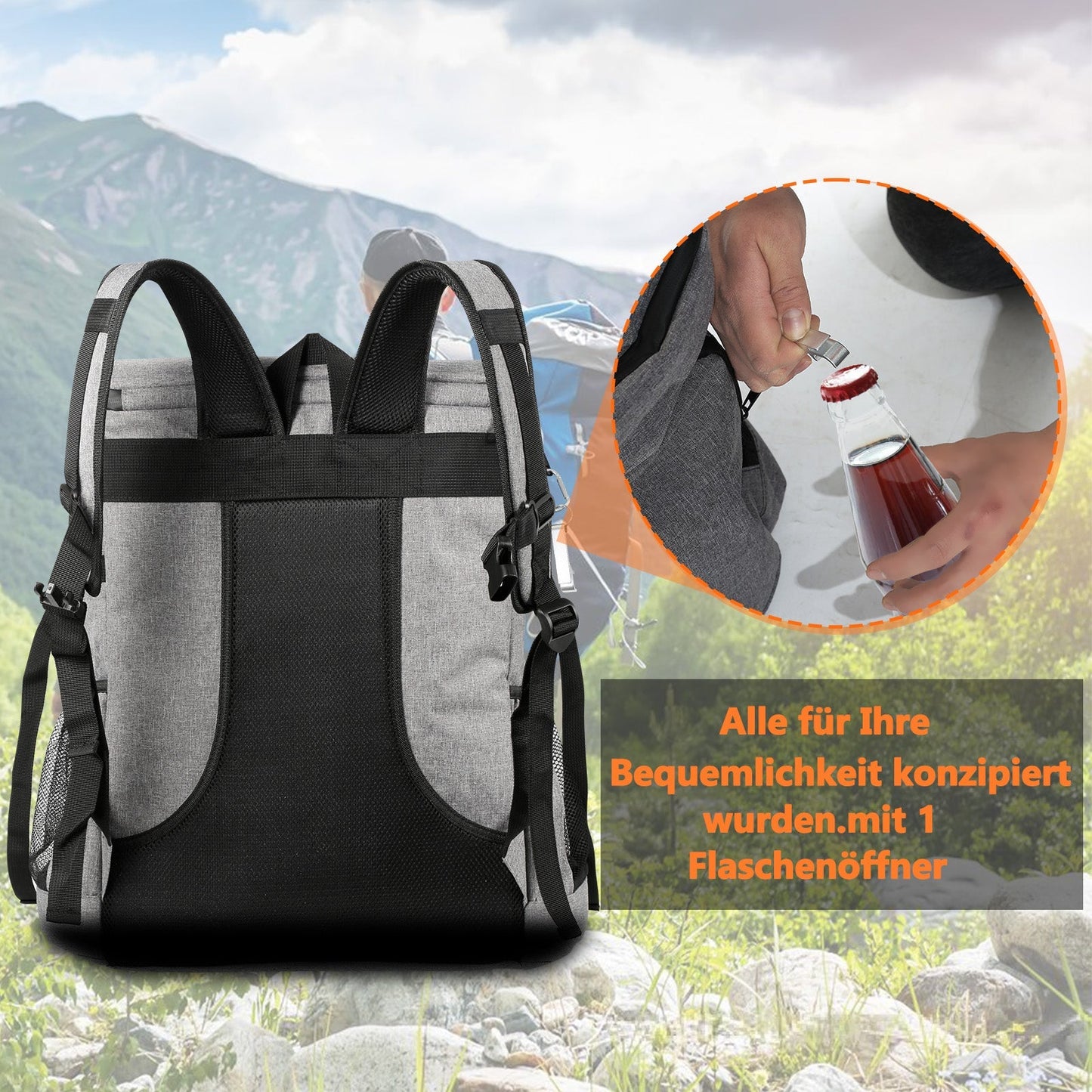Kühlrucksack Thermo Rucksack 35L mit Picknickmatte | Karnz