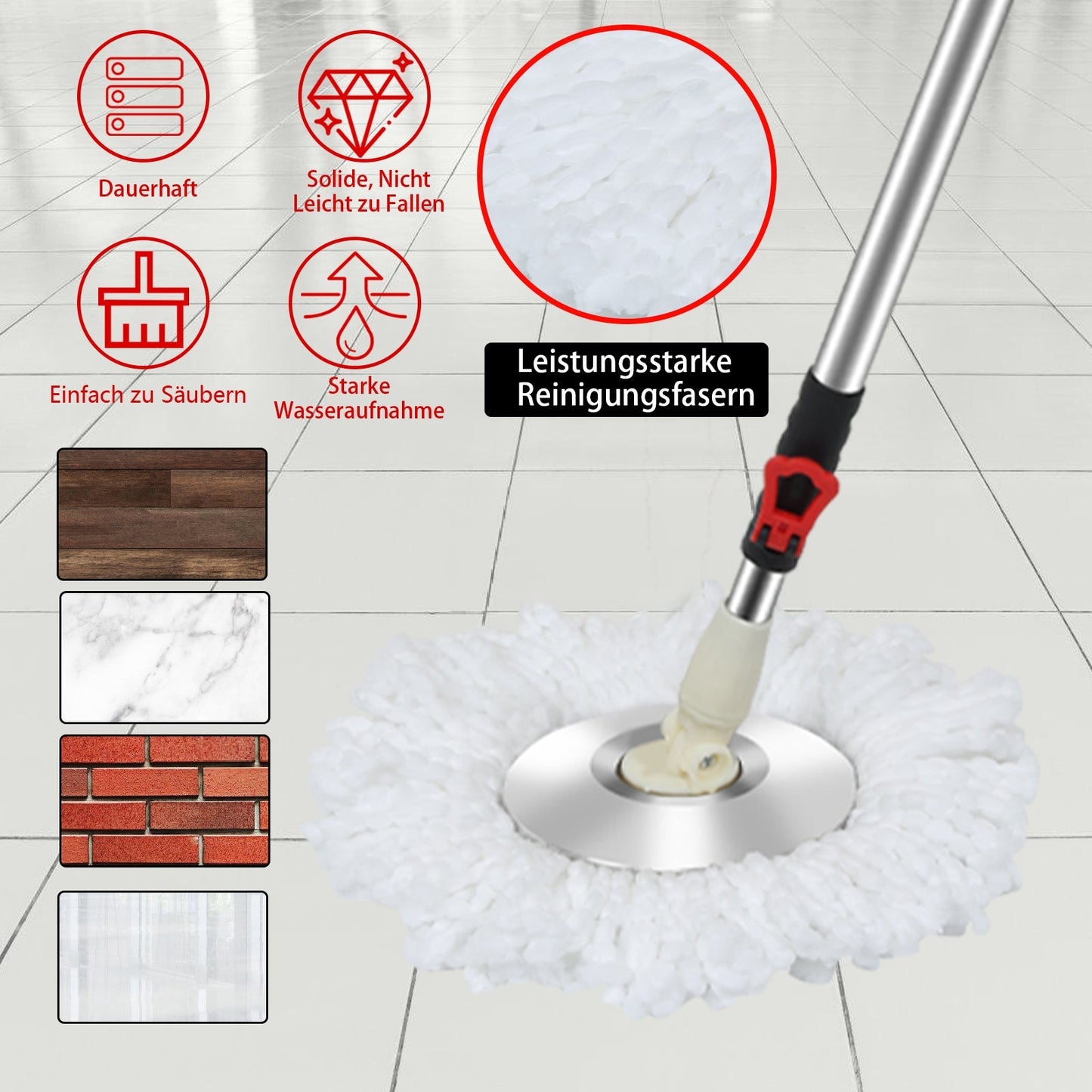 Wischmop Set Bodenwischer mit Eimer | Karnz