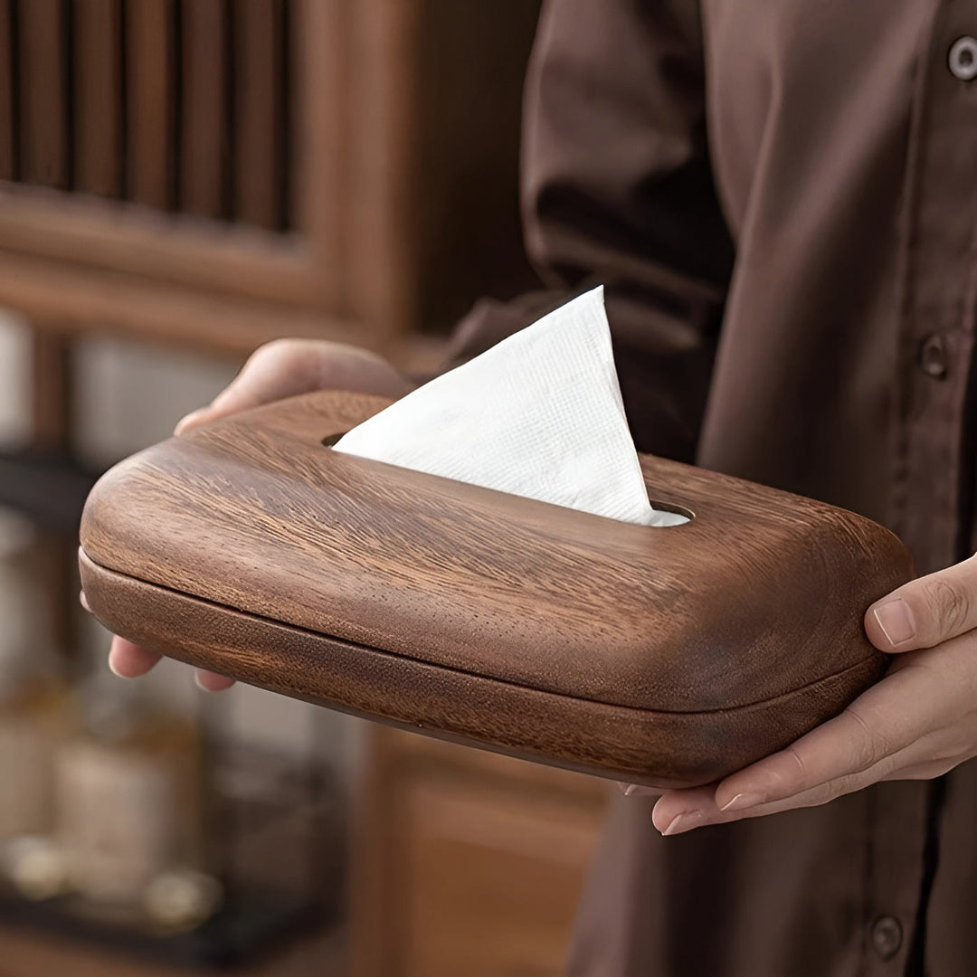 Tissue-Box aus Walnussholz – Elegant und funktional | Stilvolles Wohnaccessoire | Karnz