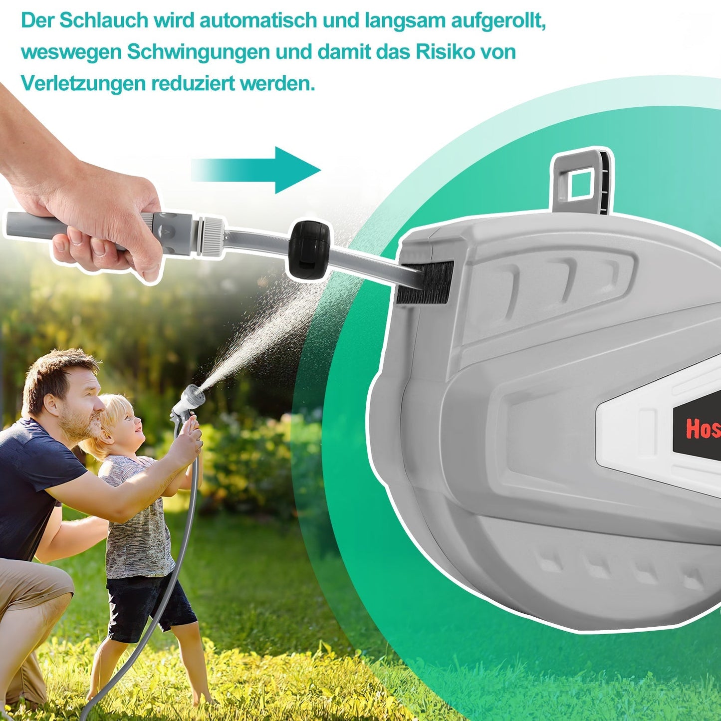 Schlauchtrommel Wasser Schlauchaufroller mit Handbrause Gartenschlauch | Karnz