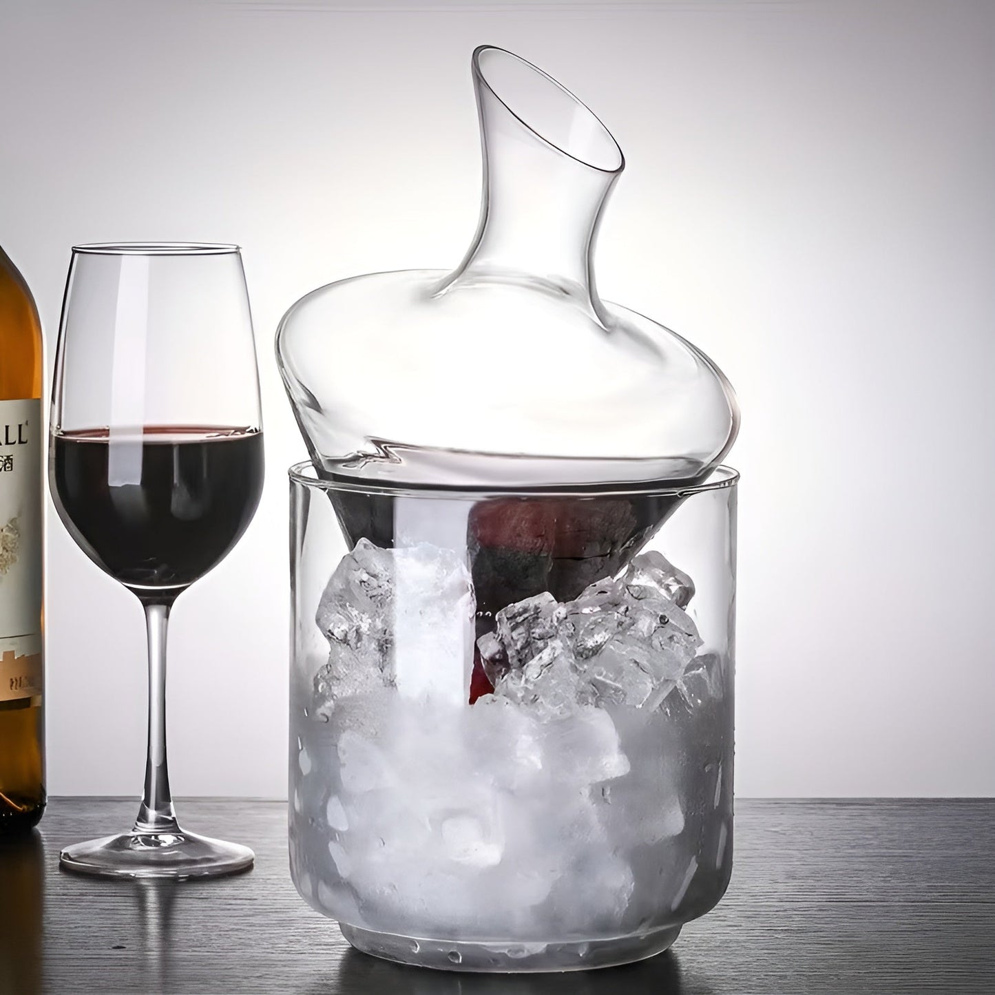 Weindekanter mit Schnellbelüftung – Elegantes Wasserfall-Design aus Glas | Für intensiveres Aroma und stilvollen Weingenuss
