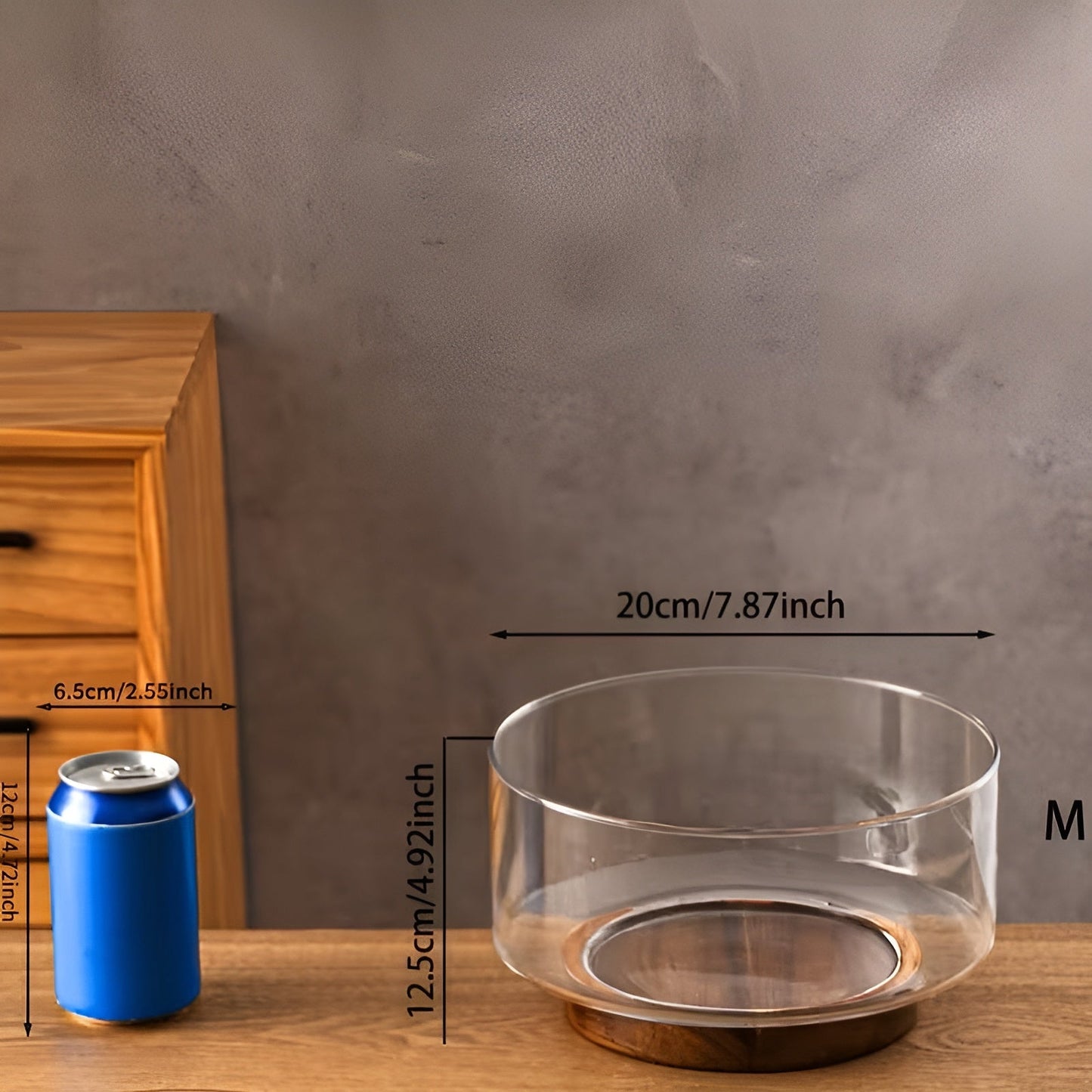 Glas-Schale mit Holzsockel – Elegant und dekorativ | Perfekt für Obst, Snacks und Salate in der Küche