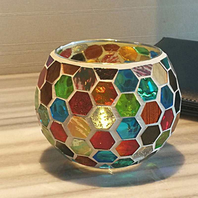 Europäischer Retro Glas Mosaik Teelichthalter