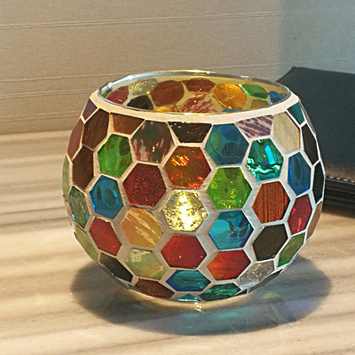 Europäischer Retro Glas Mosaik Teelichthalter