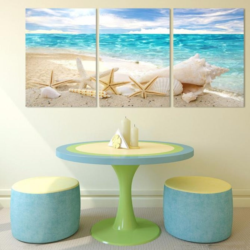 Meeresstrand mit Muschelmotiv – Leinwandbild