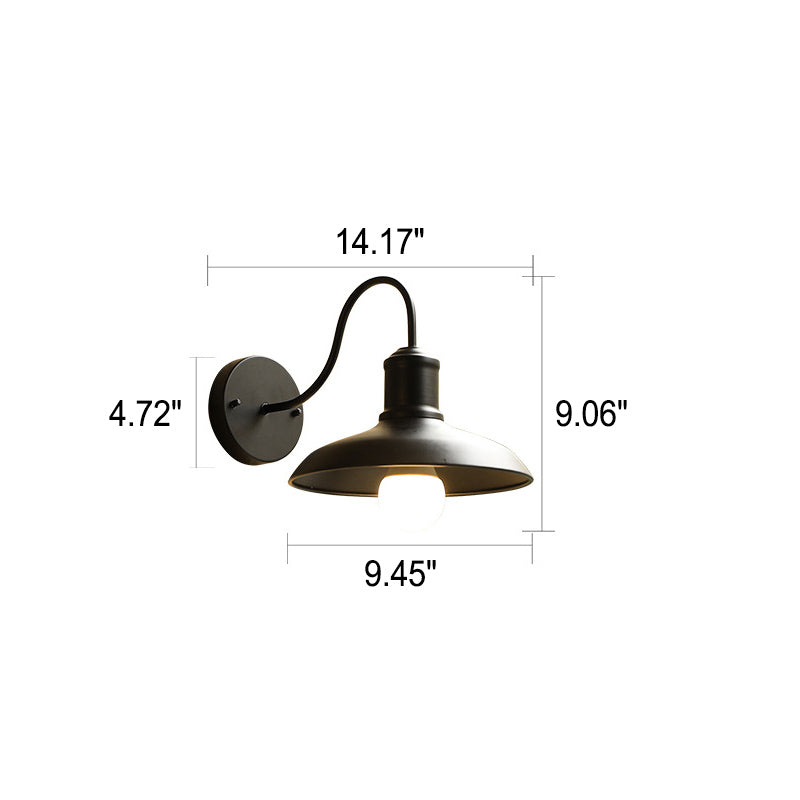 Retro Loft Dome Eisen Außen Wasserdicht 1-Licht Gebogene Arm Wand Sconce Lampe | Karnz