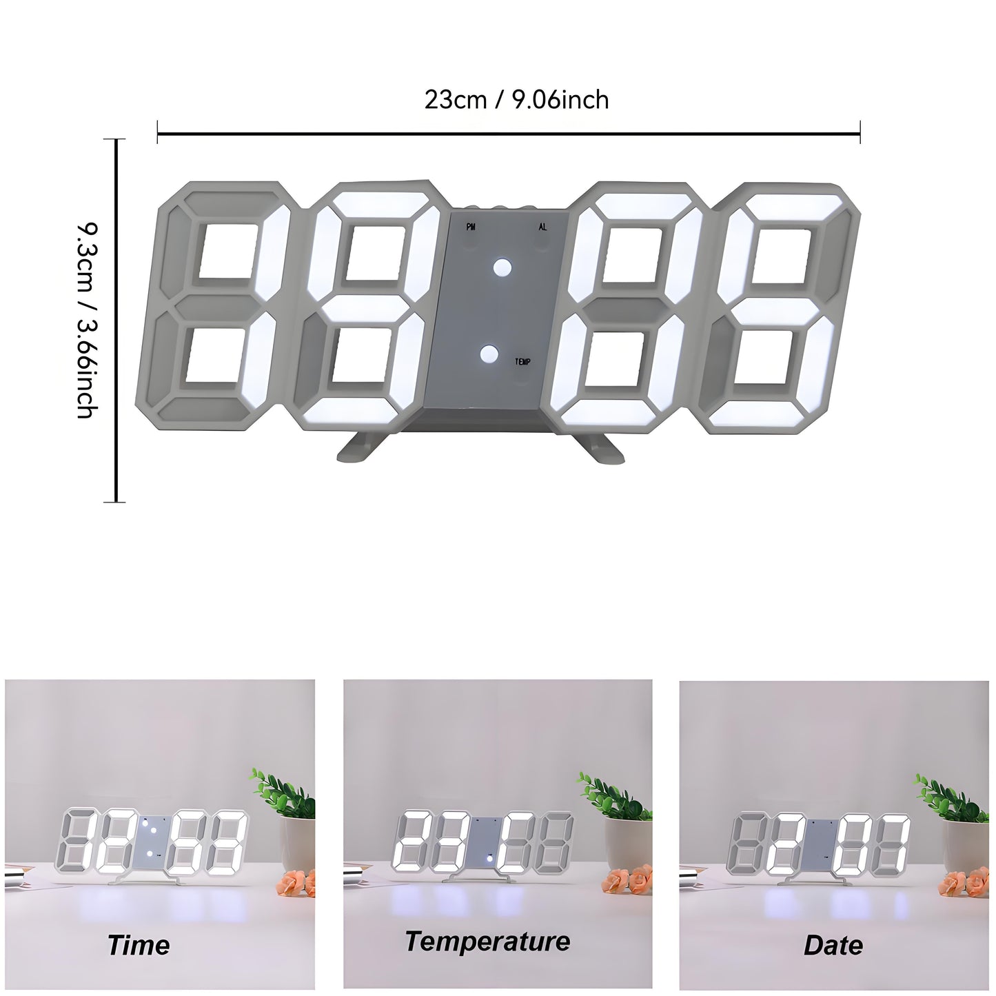 TimeSphere LED 3D Digitaluhr mit Kalender und Temperaturanzeige | Karnz