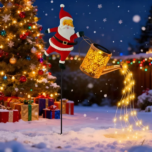 Solar-Weihnachtsbeleuchtung mit Santa & Laternen – Dekor für Garten & Terrasse | Warmweiß & bunt, batterie-frei | Karnz