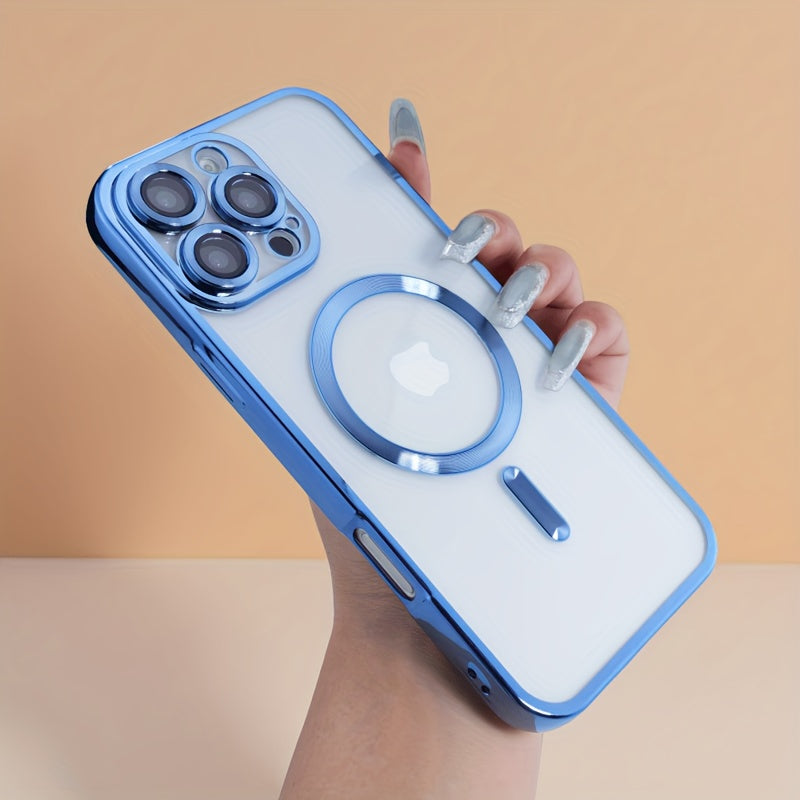 Magnetische TPU-Handyhülle Transparent Silber für iPhone 11–17