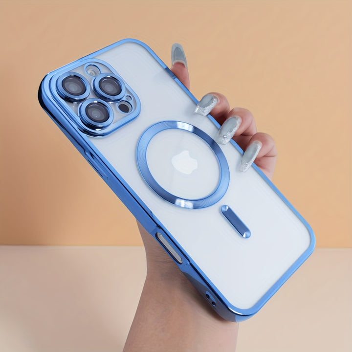Magnetische TPU-Handyhülle Transparent Silber für iPhone 11–17