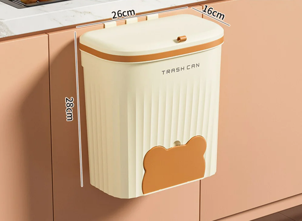 EcoBin Küche & Bad Wand Mülltonne – 8,5L / 12L mit Deckel Karnz